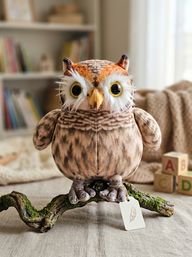 Realistic Plush Owl Stuffed Animal – 35 cm