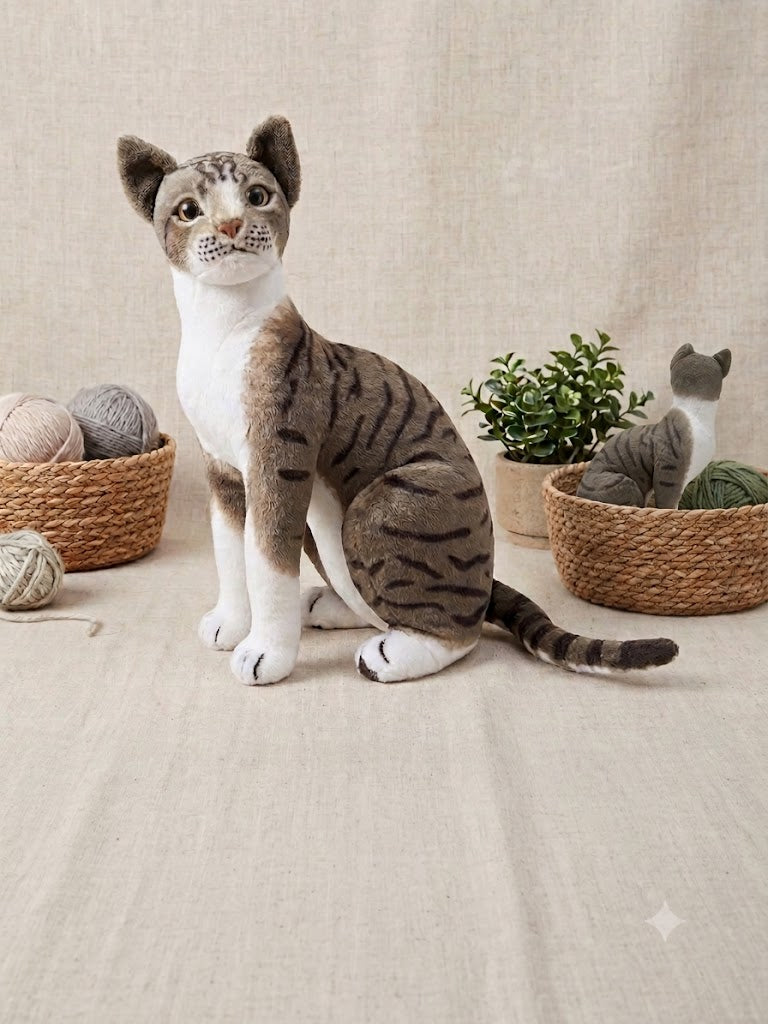 Lifelike Tabby Cat Plush Toy 🐾