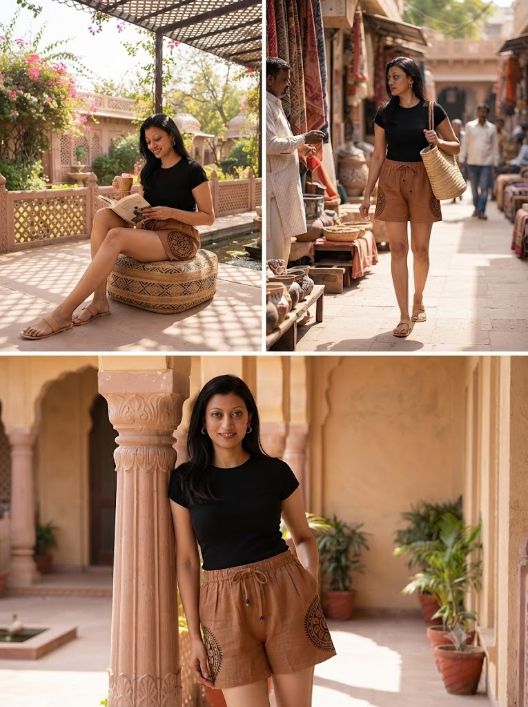 Founder Edit | Brown Mandala Pure Khadi Short set