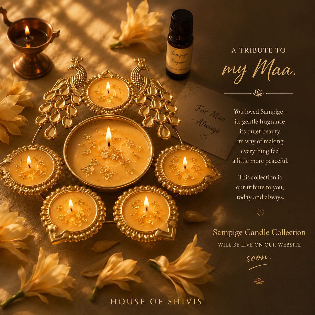 Sampige Candle – Handcrafted Sampige (Champaca/Magnolia) Fragrance Candle | HOUSE OF SHIVIS