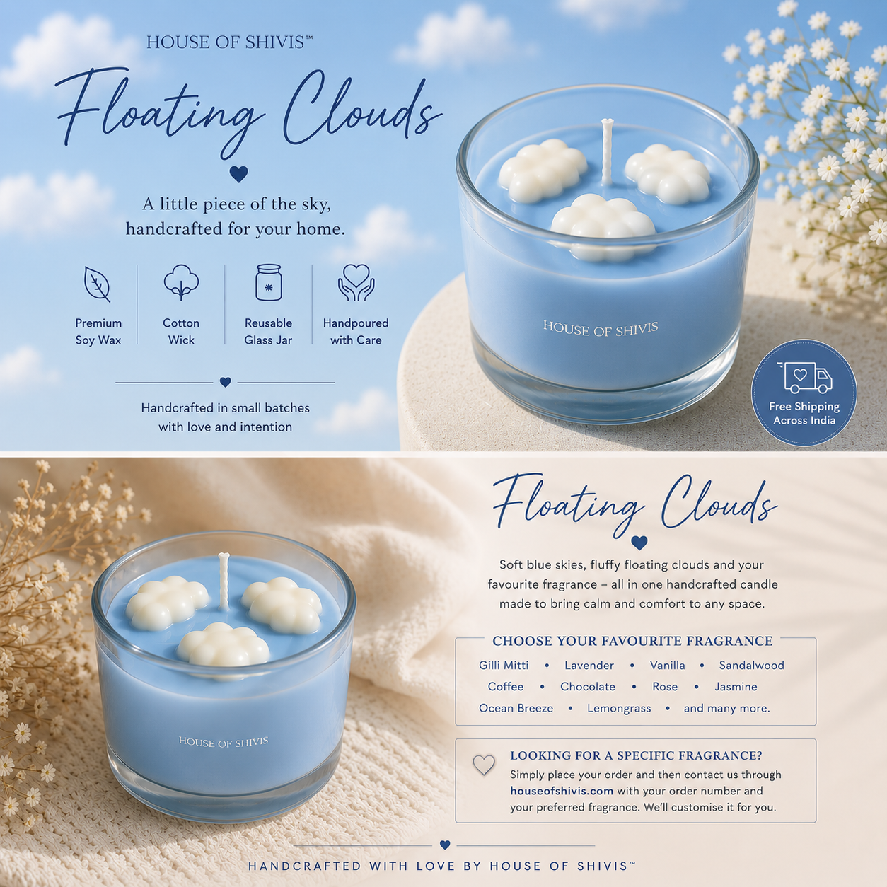 Floating Clouds – Handcrafted Soy Wax Candle