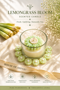 Lemongrass Bloom Scented Candle (100% Soy Wax)