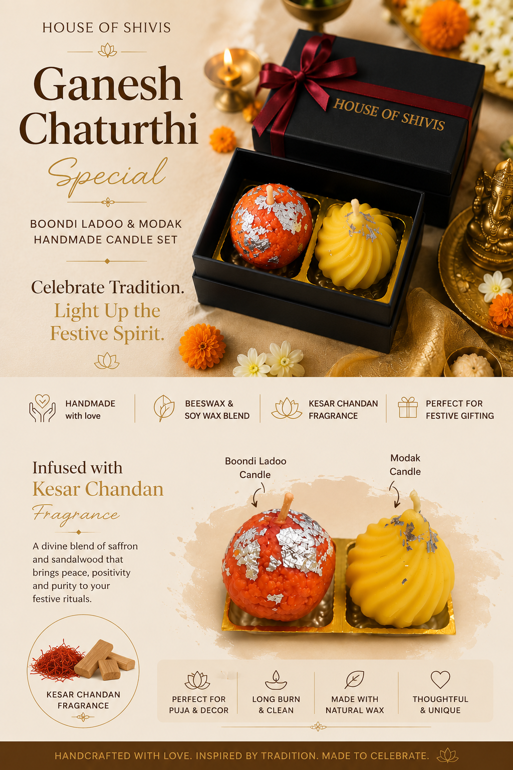 Ganesh Chaturthi Special — Boondi Ladoo & Modak Candle Set