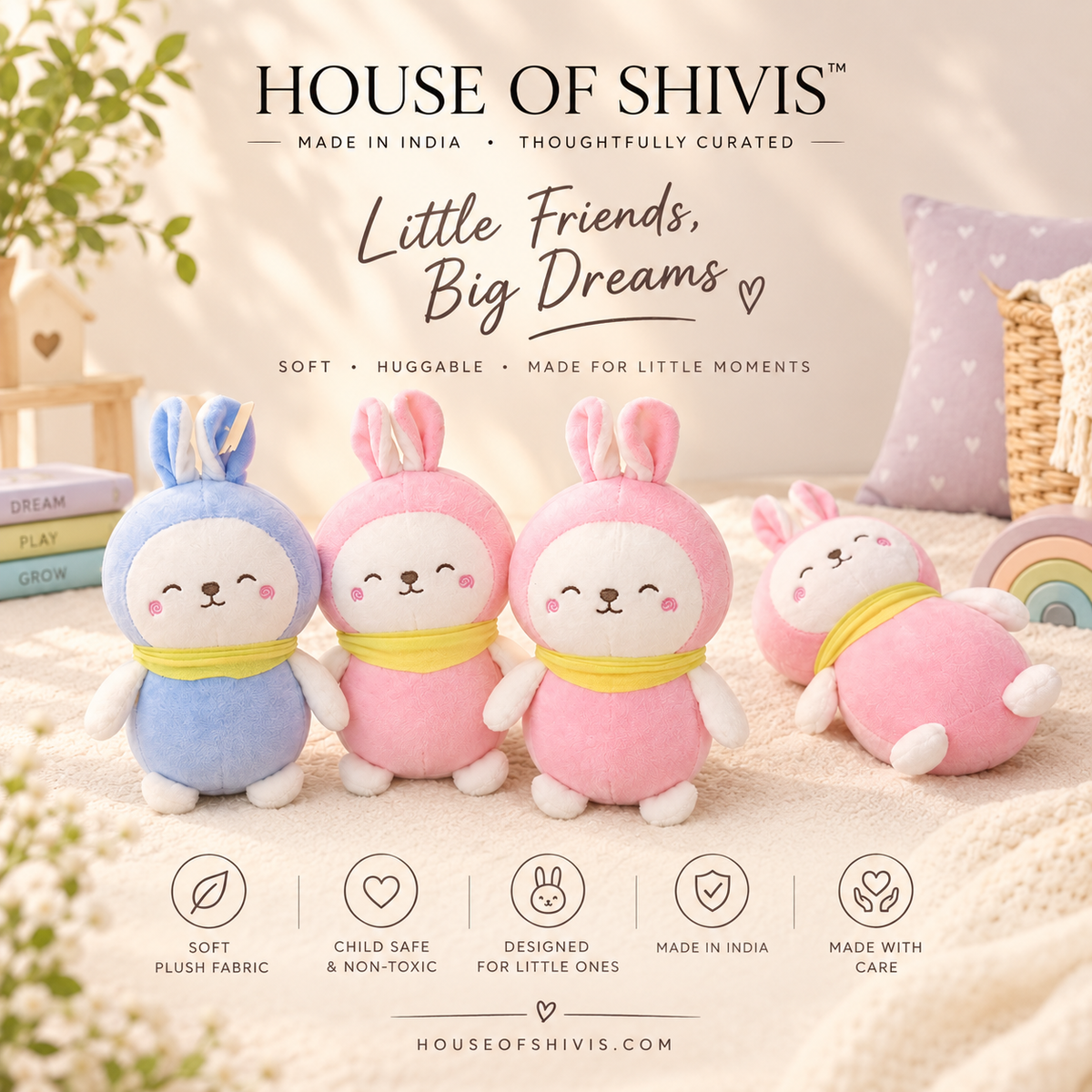 Plush Bunny Toy 🐰💗💙