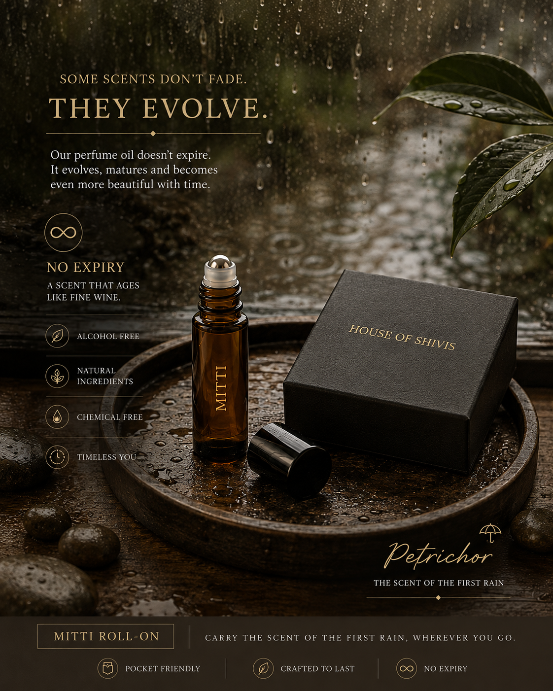 Mitti — First Rain | 3ml | Pure Perfume Oil (Ganga Mitti Blended in Mysuru Sandalwood Oil)