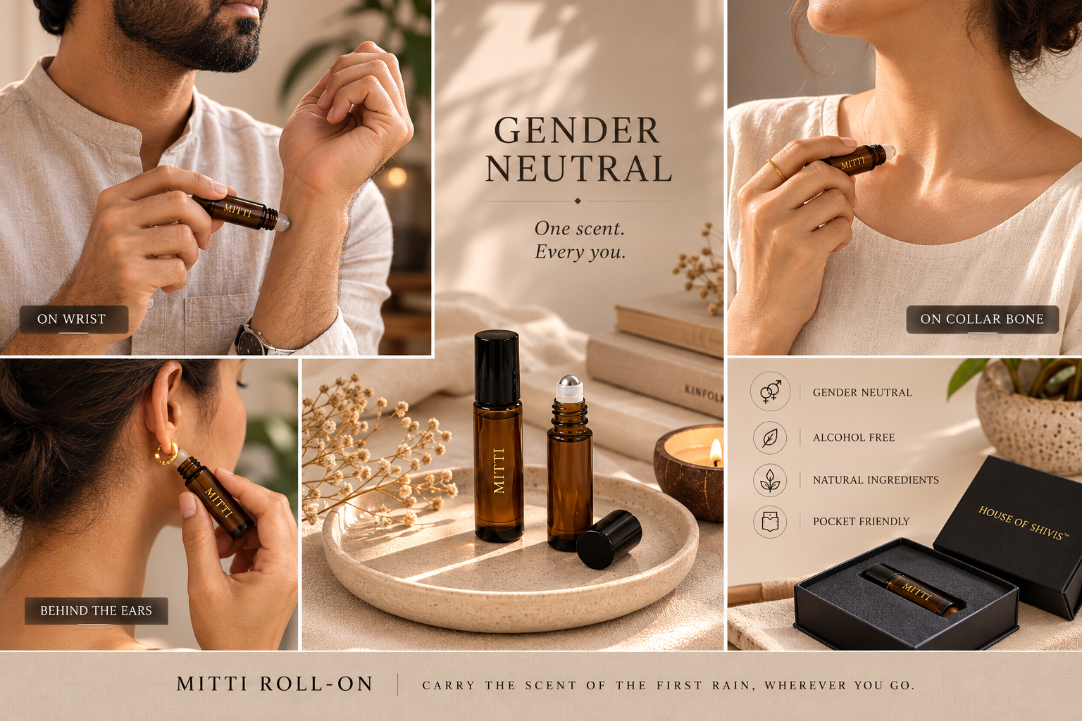 Mitti — First Rain | 3ml | Pure Perfume Oil (Ganga Mitti Blended in Mysuru Sandalwood Oil)