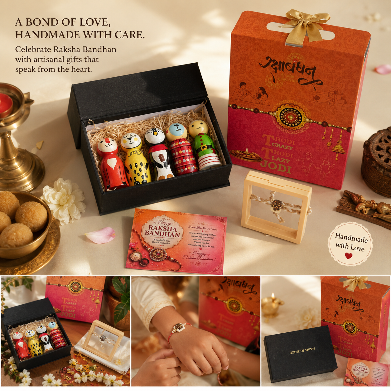 HOUSE OF SHIVIS Big Sibling Love – Channapatna Toy Rakhi Gift Box