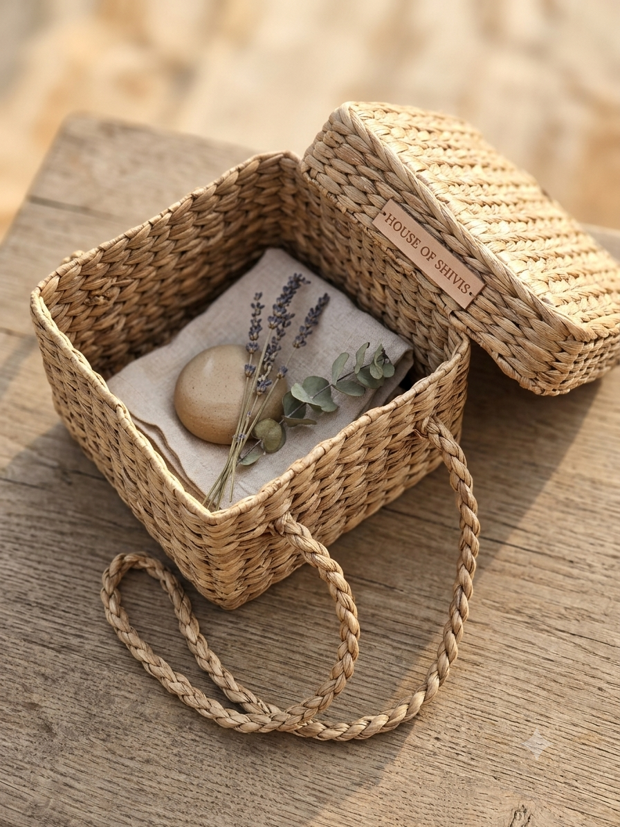 The Handwoven Water Hyacinth Keepsake Basket