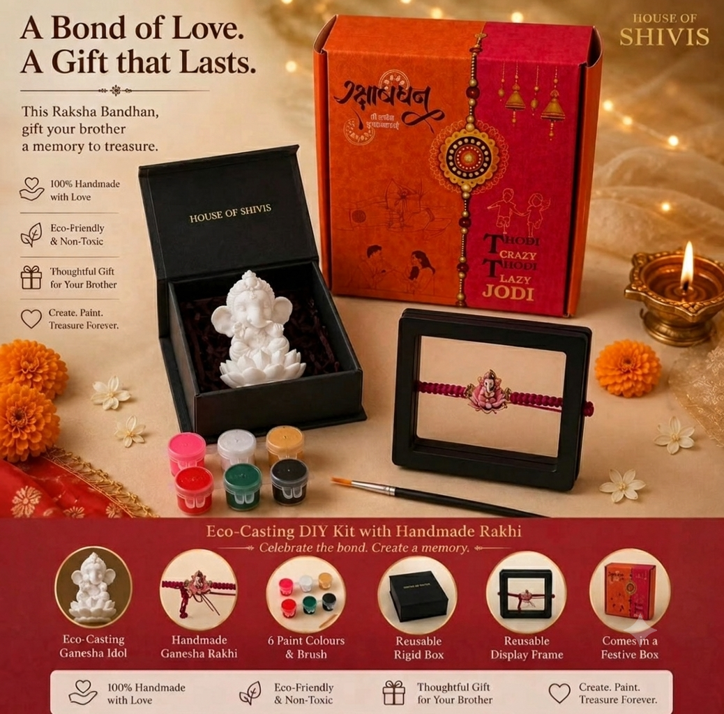 Eco-Casting Ganesha DIY Kit with Handmade Rakhi | HOUSE OF SHIVIS™