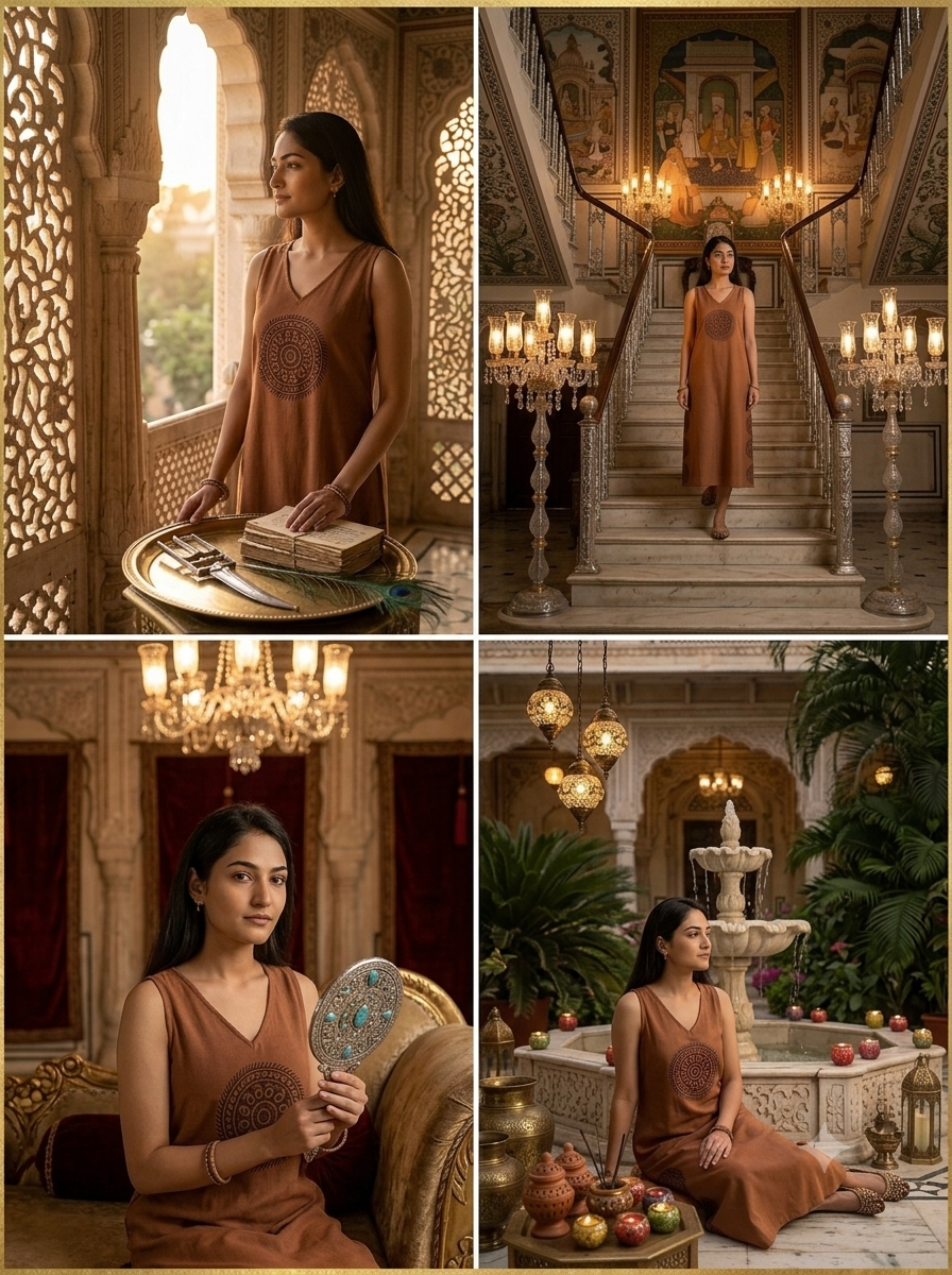 The Brown Mandala Pure Khadi Long Dress | Founder's Edit