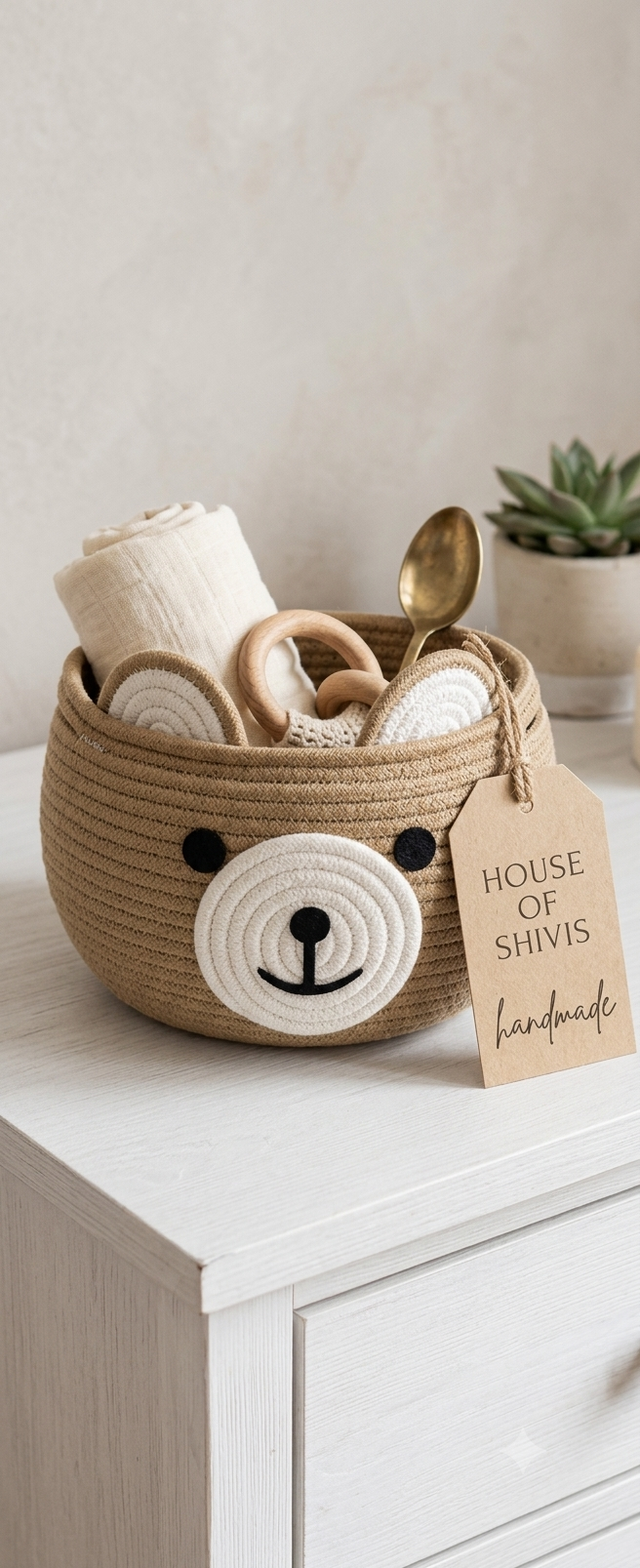Handcrafted Woven Bear Storage Basket