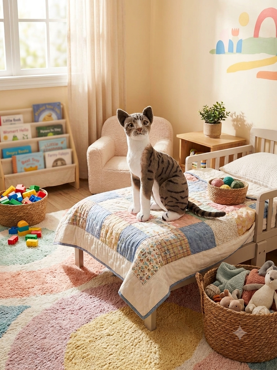 Lifelike Tabby Cat Plush Toy 🐾