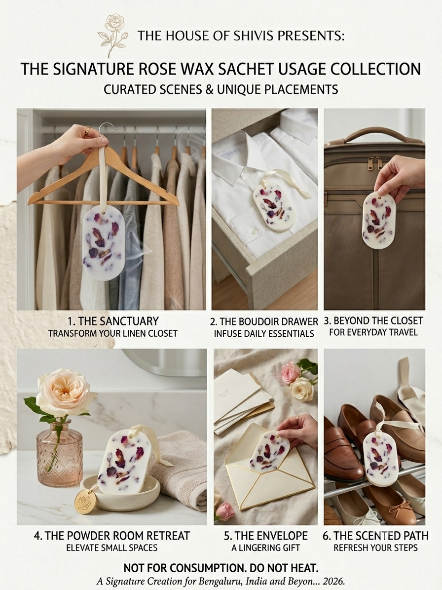 Premium Rose Wax Sachet – Scented Soy Wax Tablet with Dried Botanical Petals