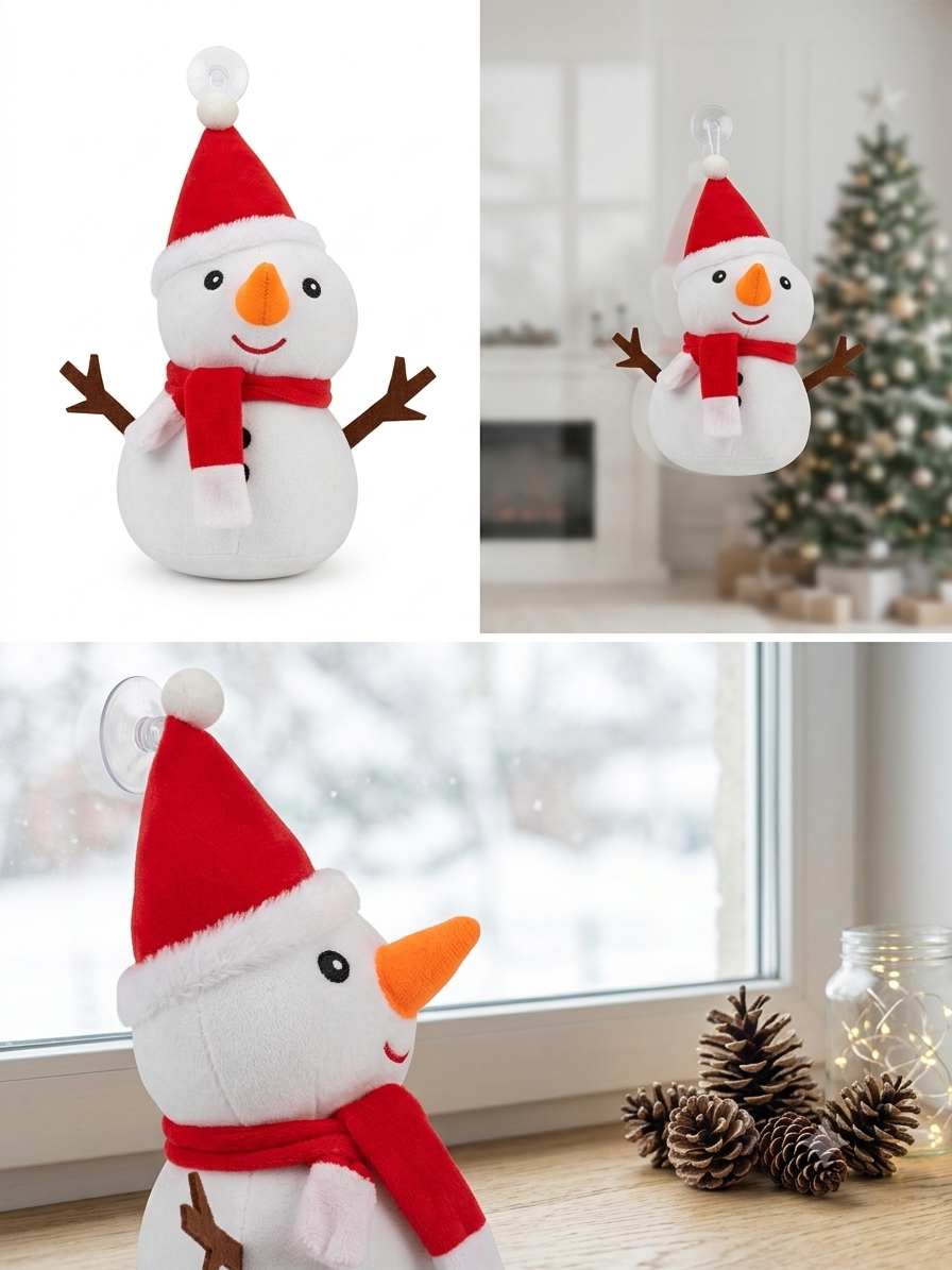 Plush Snowman Window Hanging Accent (25 cm)