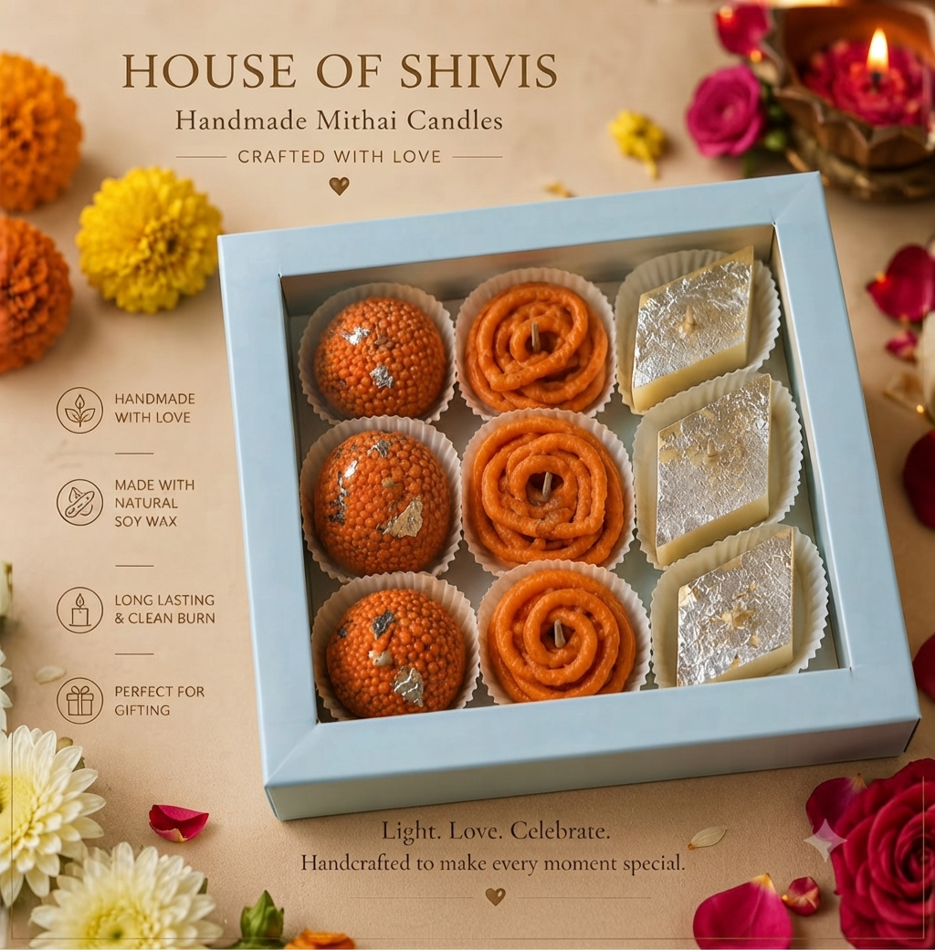 Mithai Candles – Laddu, Jalebi & Kaju Katli | HOUSE OF SHIVIS™
