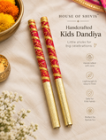 Handcrafted Bandhani Dandiya Sticks for Kids (Pair) | Gold Embossed Handle