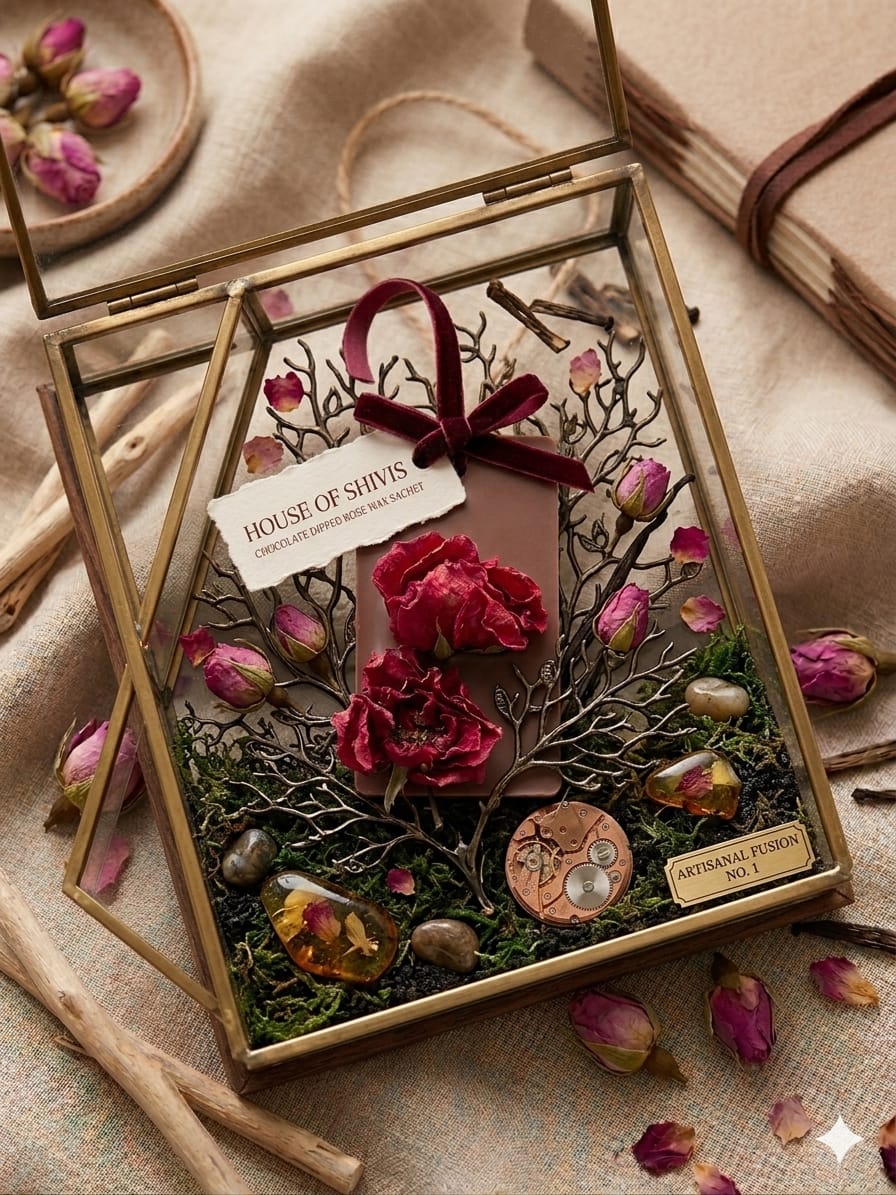 Chocolate Dipped Rose Botanical Wax Sachet