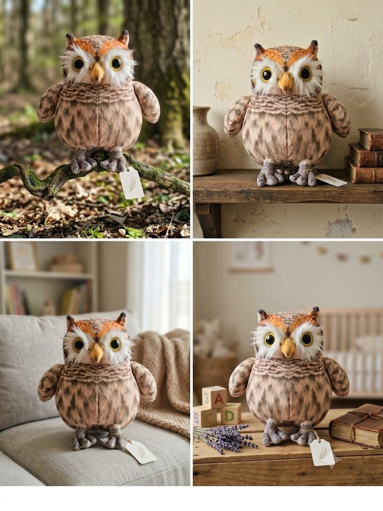 Realistic Plush Owl Stuffed Animal – 35 cm